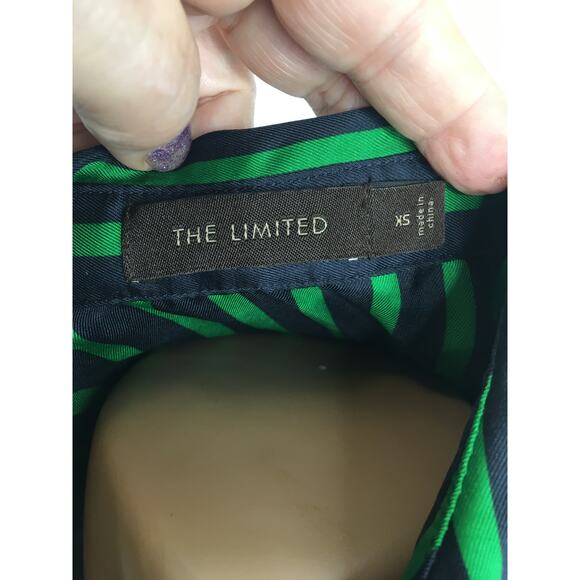 The‎ Limited Blouse Top Womens X-Small Button-Down Blue & Green Stripes - Picture 9 of 11